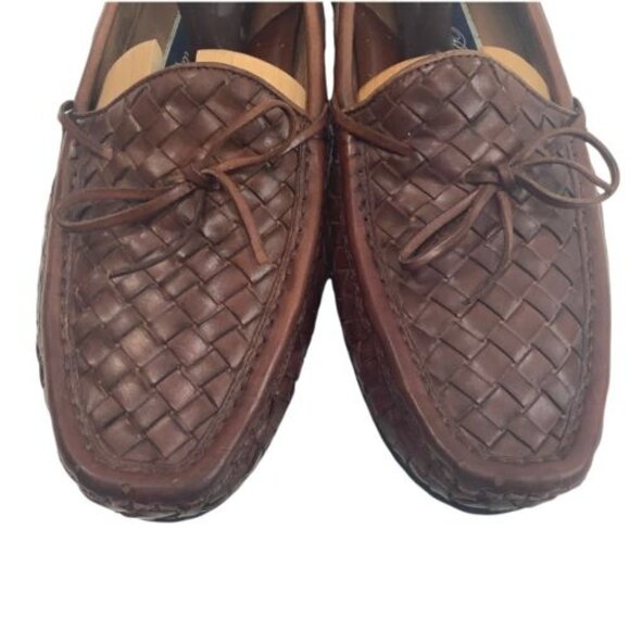 BRAGANO‎ Men\'s Brown Woven Leather Slip On Driving Loafer Shoes Size US 8 1/2M main image 4